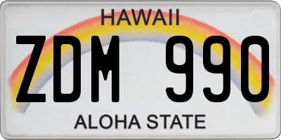 HI license plate ZDM990