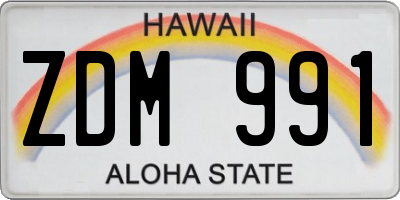 HI license plate ZDM991