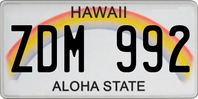 HI license plate ZDM992