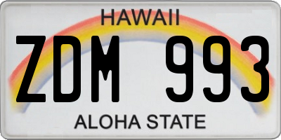 HI license plate ZDM993
