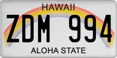 HI license plate ZDM994