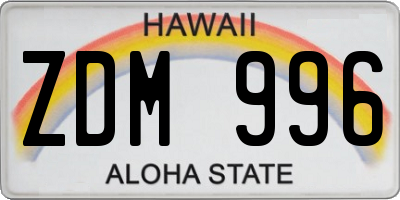 HI license plate ZDM996