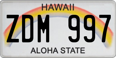 HI license plate ZDM997