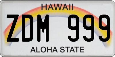 HI license plate ZDM999