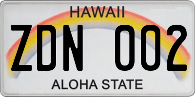HI license plate ZDN002