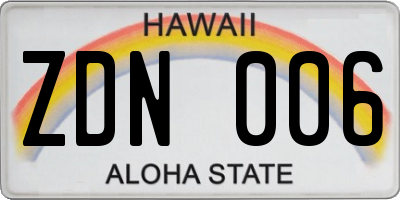 HI license plate ZDN006