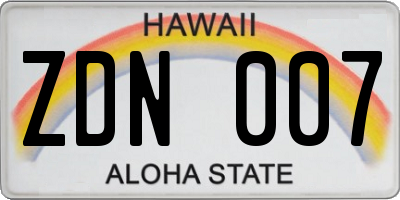 HI license plate ZDN007