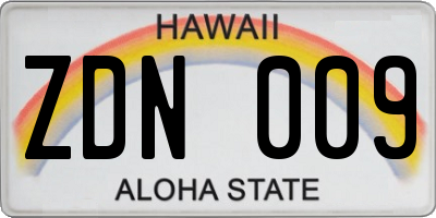 HI license plate ZDN009