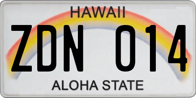 HI license plate ZDN014