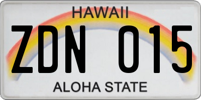 HI license plate ZDN015