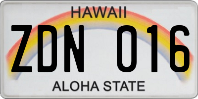 HI license plate ZDN016