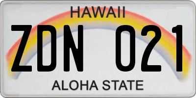 HI license plate ZDN021