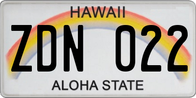 HI license plate ZDN022