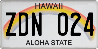 HI license plate ZDN024