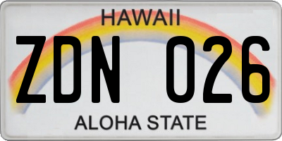 HI license plate ZDN026