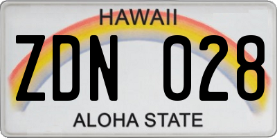HI license plate ZDN028