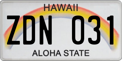 HI license plate ZDN031