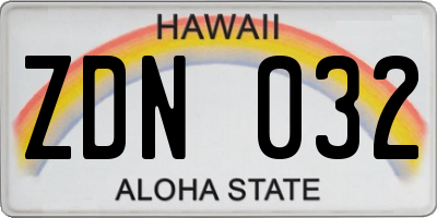 HI license plate ZDN032