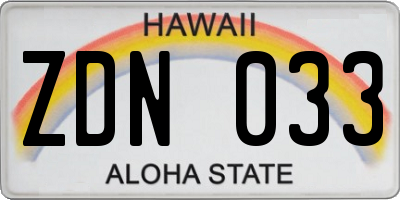 HI license plate ZDN033