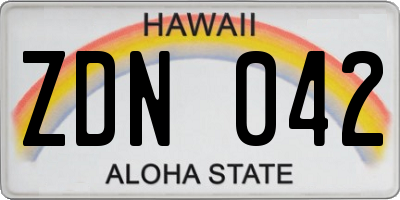 HI license plate ZDN042