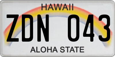 HI license plate ZDN043