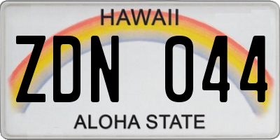 HI license plate ZDN044