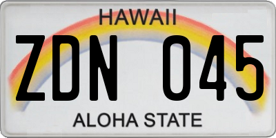 HI license plate ZDN045