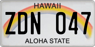 HI license plate ZDN047