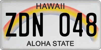 HI license plate ZDN048