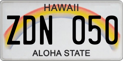 HI license plate ZDN050