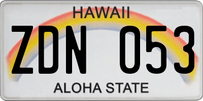HI license plate ZDN053