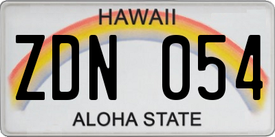 HI license plate ZDN054