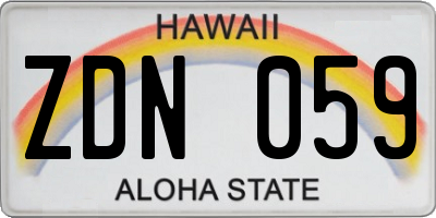 HI license plate ZDN059