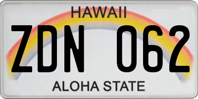 HI license plate ZDN062