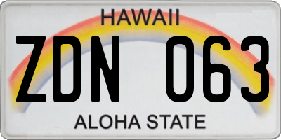 HI license plate ZDN063
