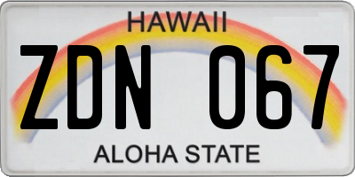 HI license plate ZDN067