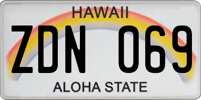 HI license plate ZDN069
