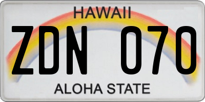 HI license plate ZDN070
