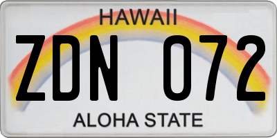 HI license plate ZDN072