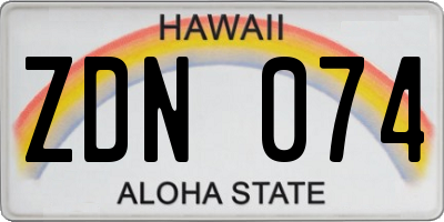 HI license plate ZDN074