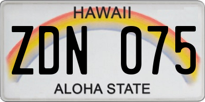 HI license plate ZDN075