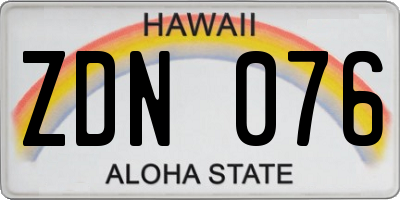HI license plate ZDN076