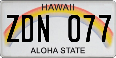 HI license plate ZDN077