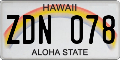 HI license plate ZDN078