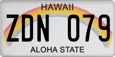 HI license plate ZDN079