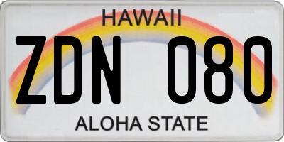 HI license plate ZDN080