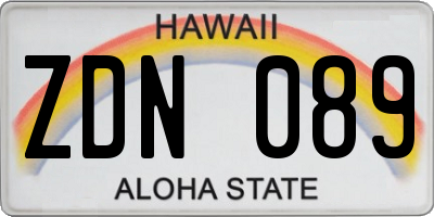 HI license plate ZDN089