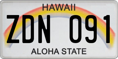 HI license plate ZDN091