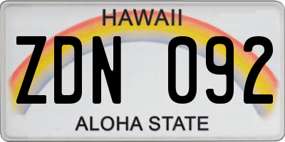 HI license plate ZDN092