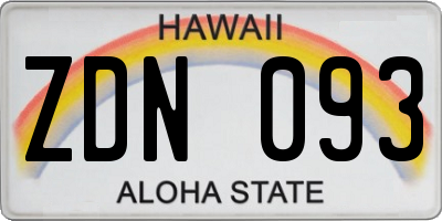 HI license plate ZDN093